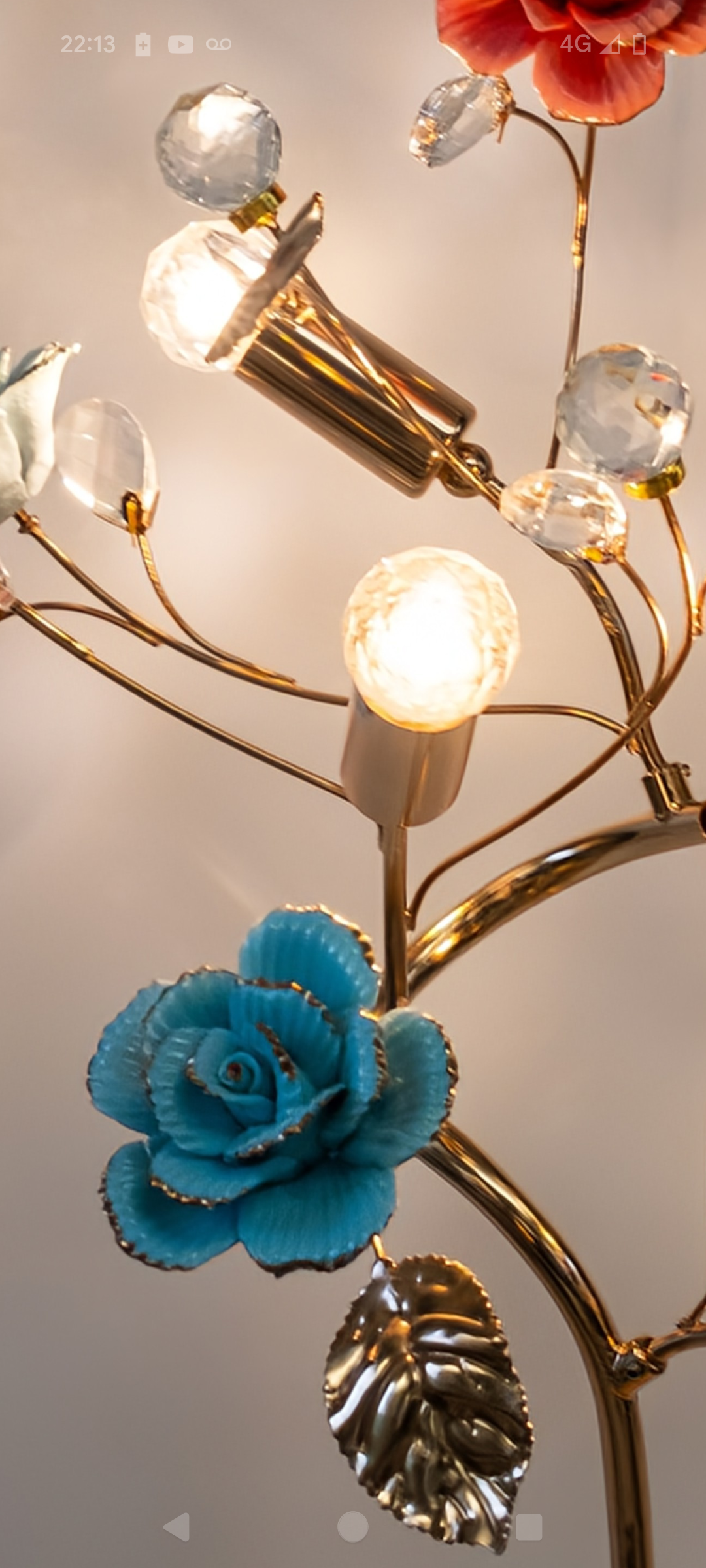 Crystal Pink & Blue Rose Lamp