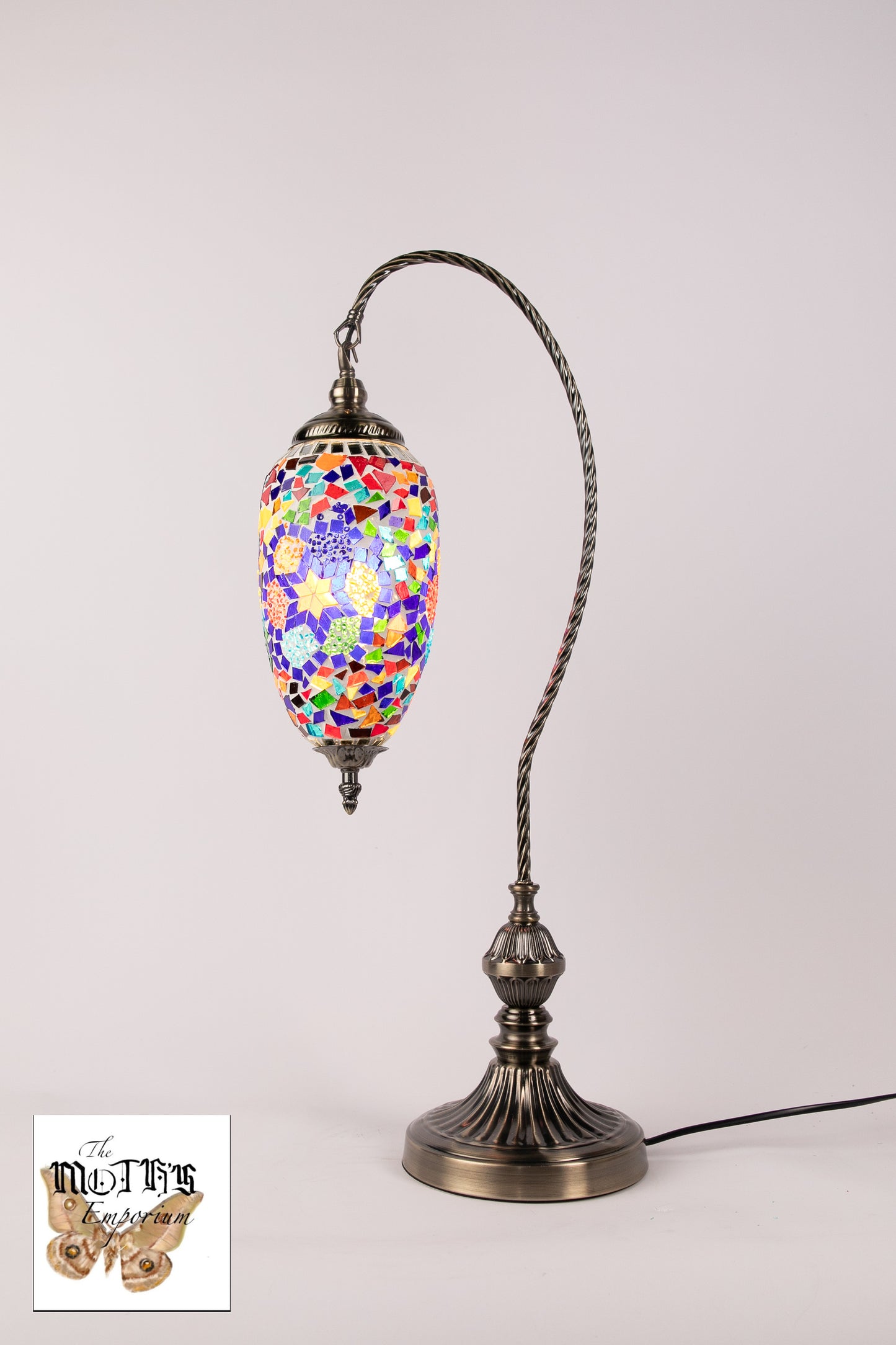 Egg Swan Neck Mosaic Table Lamp (Multicoloured Circles)