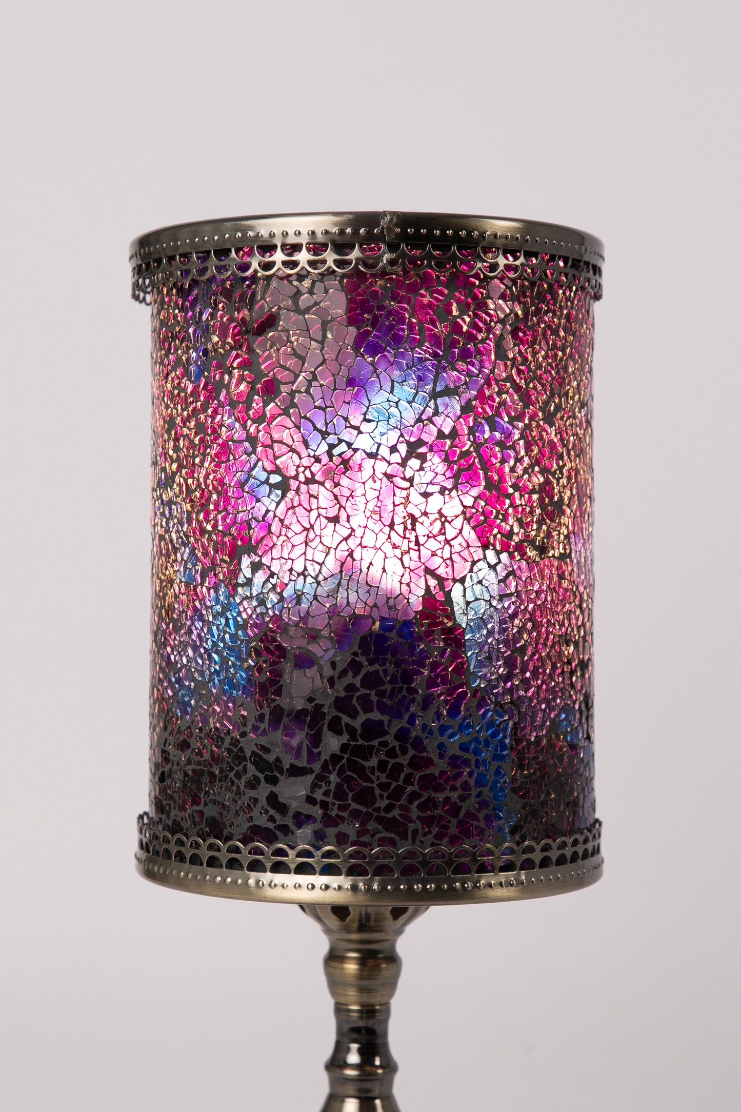 Crushed Glass Mosaic Table Lamp (Purple)