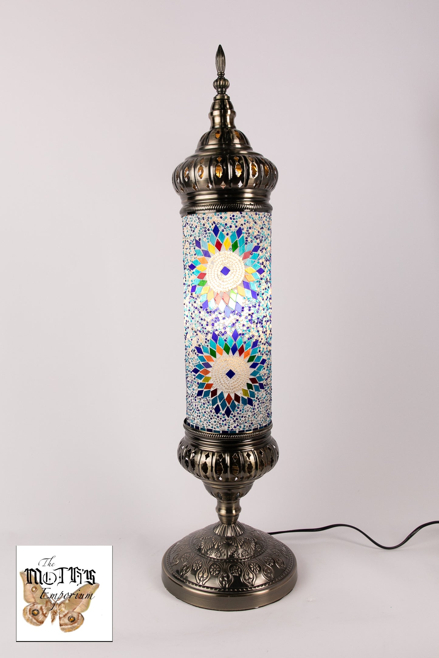 Moroccan Lantern Table lamp Large (Light/Dark Blue Stars)