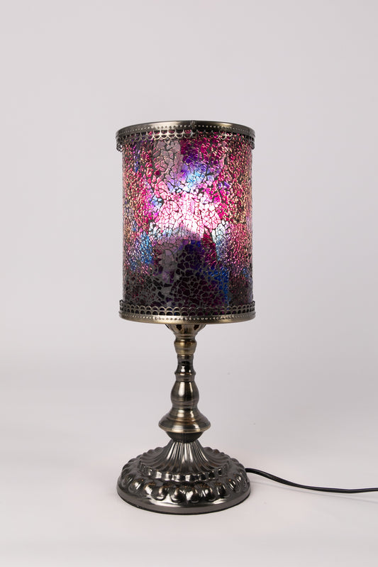 Crushed Glass Mosaic Table Lamp (Purple)