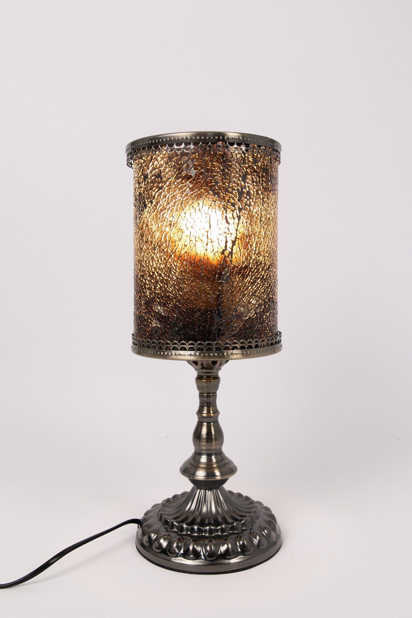 Crushed Glass Mosaic Table Lamp (Brown)
