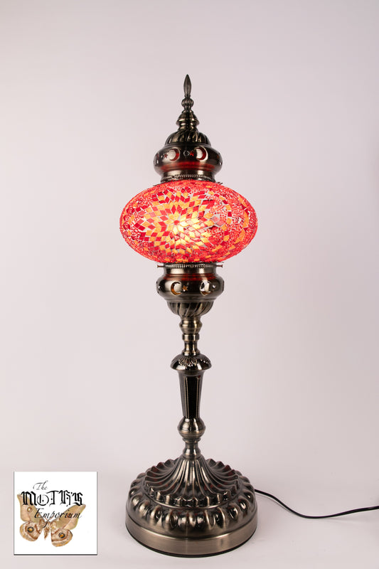 Large Globe Moroccan Table Lamp (Red/Orange Star)
