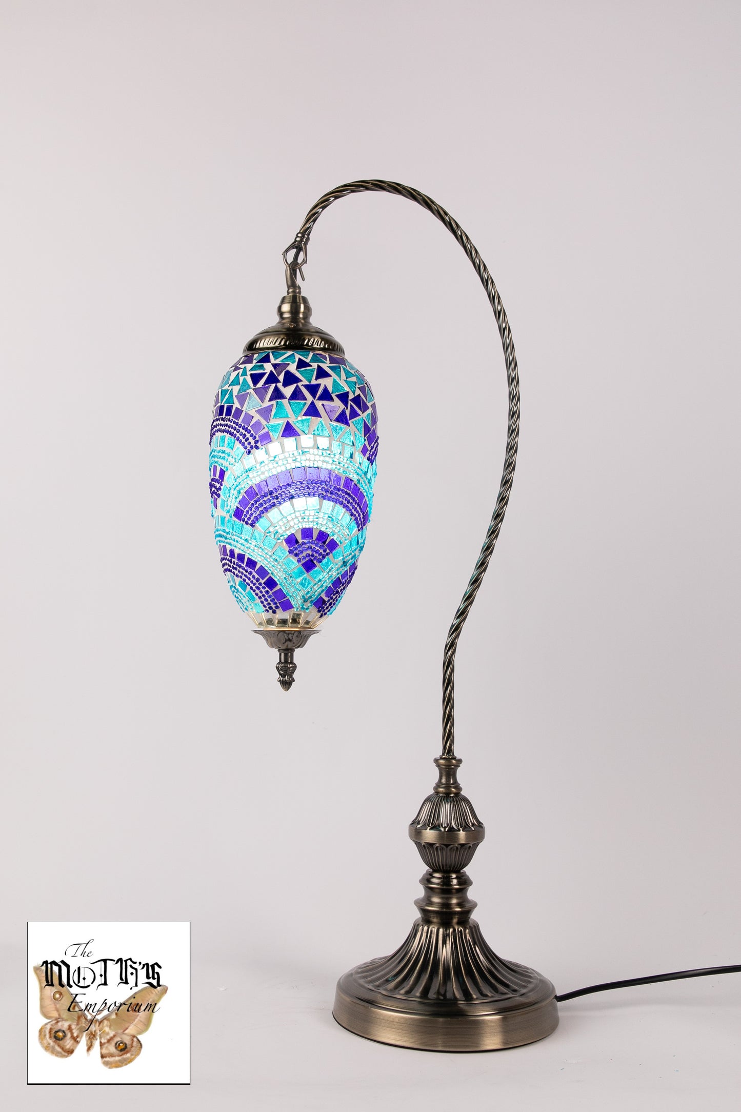 Egg Swan Neck Mosaic Table Lamp (Light/Dark Blue)