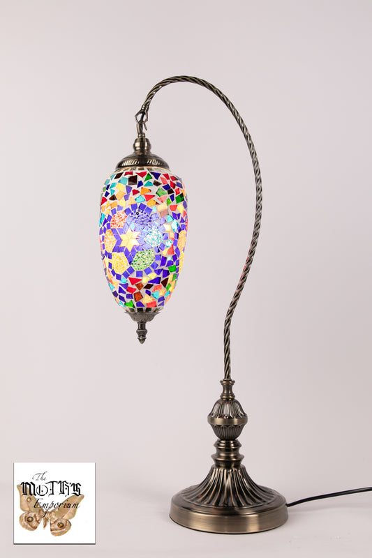 Egg Swan Neck Mosaic Table Lamp (Multicoloured Stars)