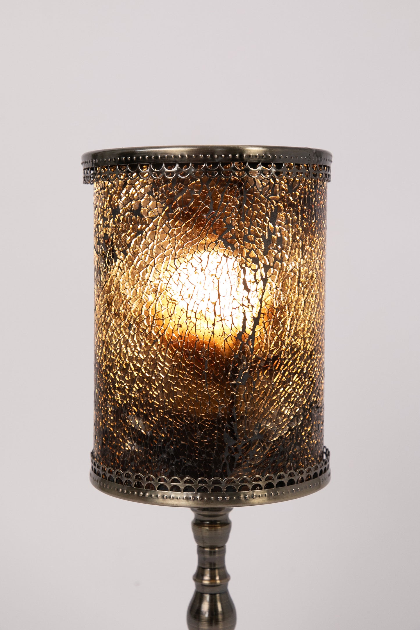 Crushed Glass Mosaic Table Lamp (Brown)