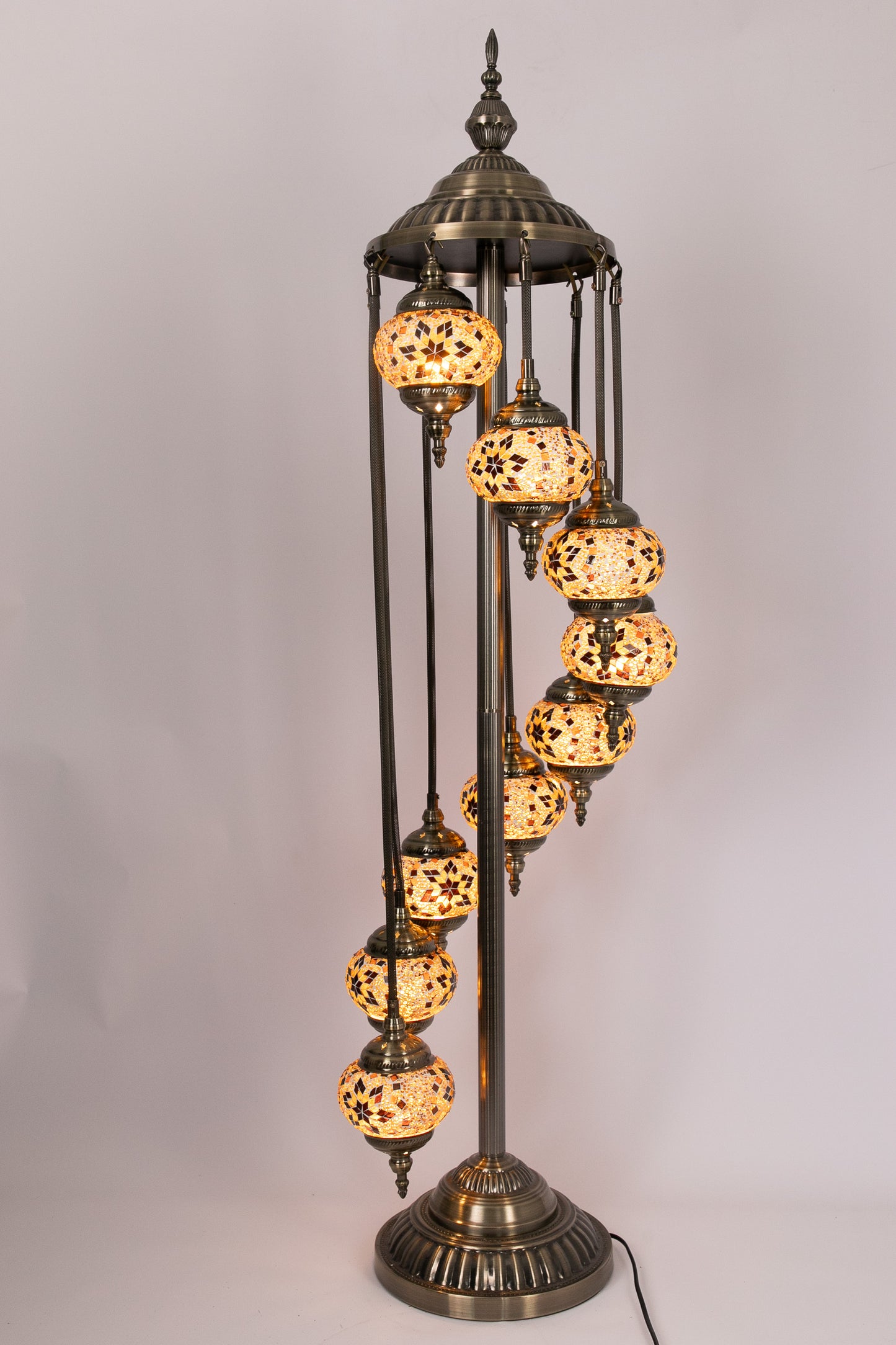 9 Globe Moroccan Floor Standing Lamp (Gold Stars)