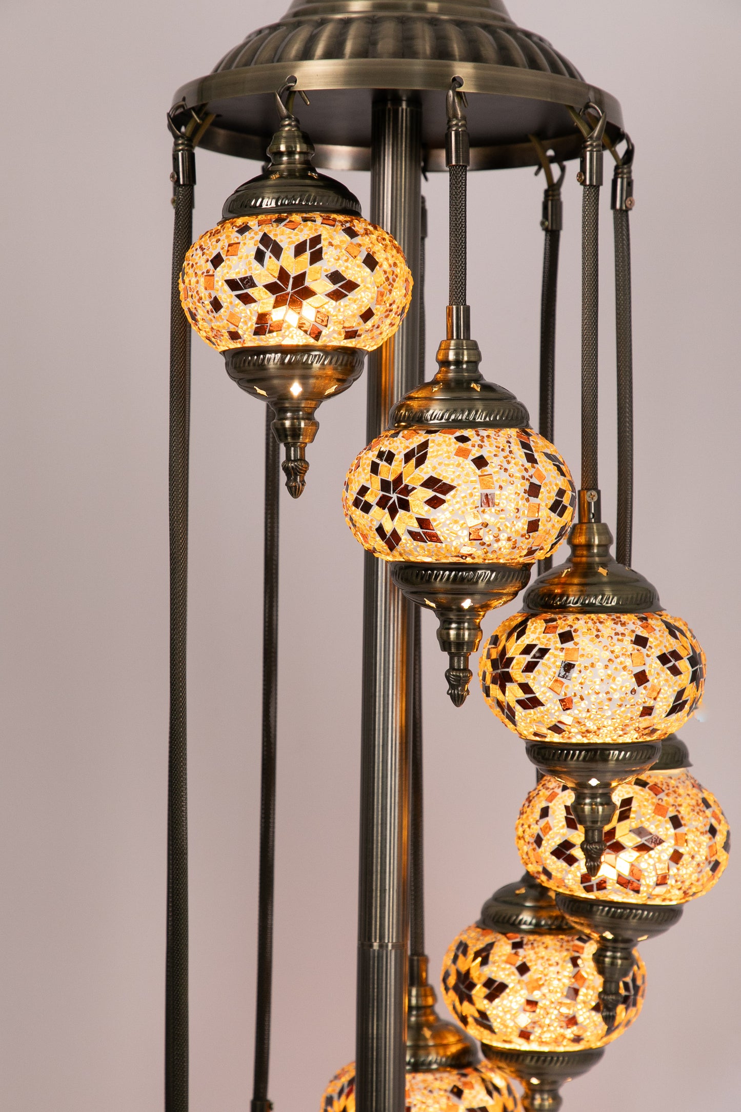 9 Globe Moroccan Floor Standing Lamp (Gold Stars)