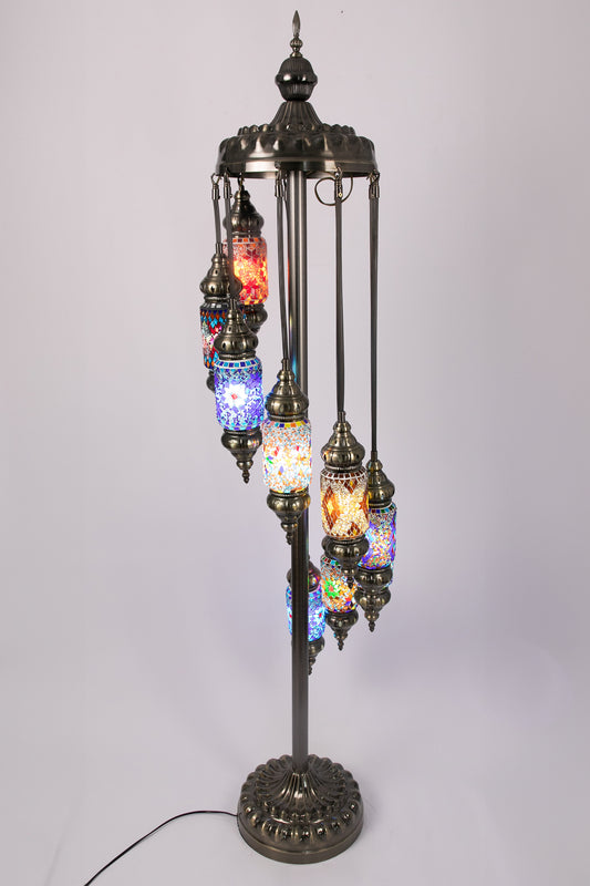 9 Lantern Moroccan Floor Lamp (Multicoloured 2)