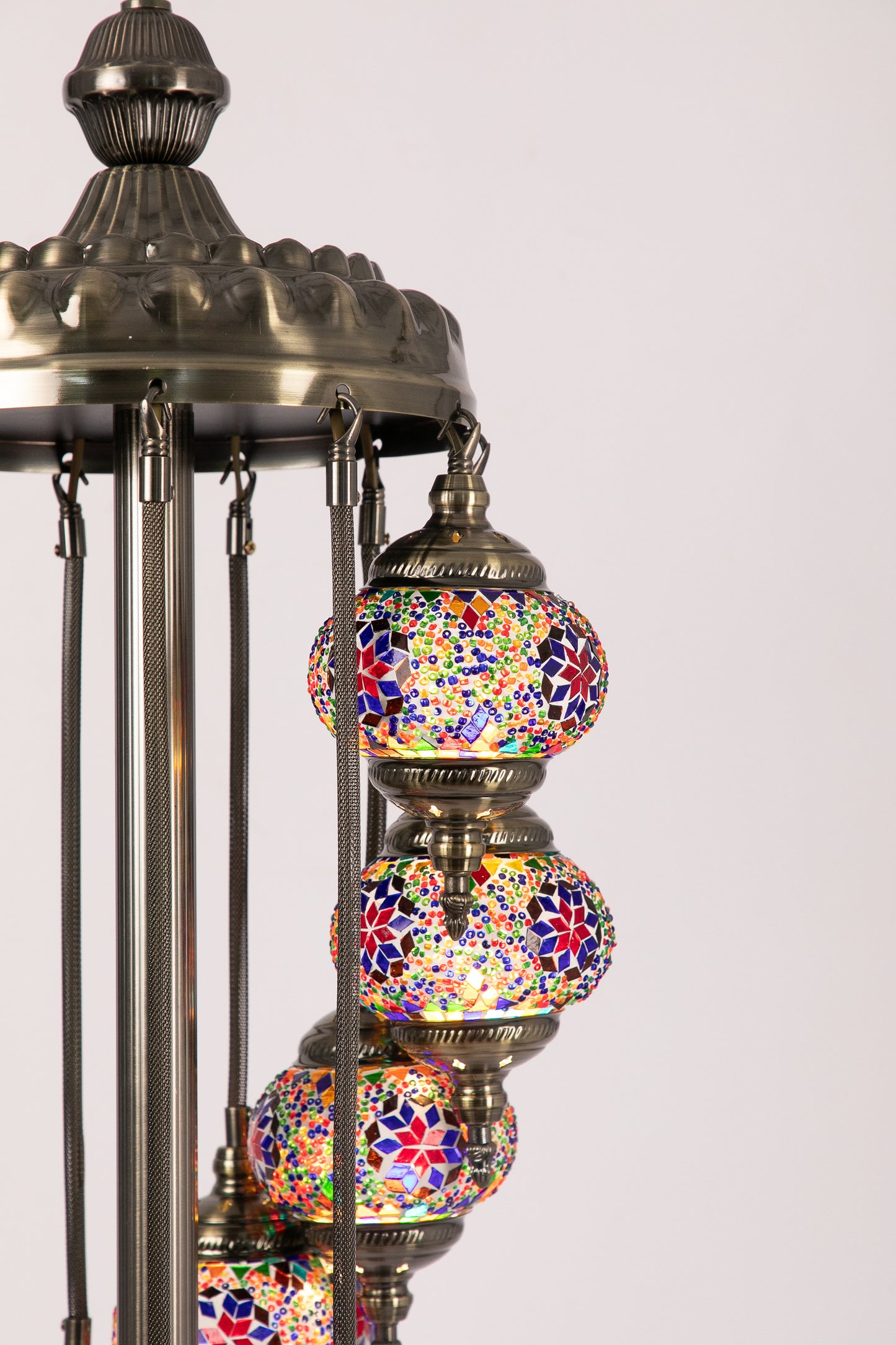 11 Globe Moroccan Floor Standing Lamp (Multicoloured Circles)