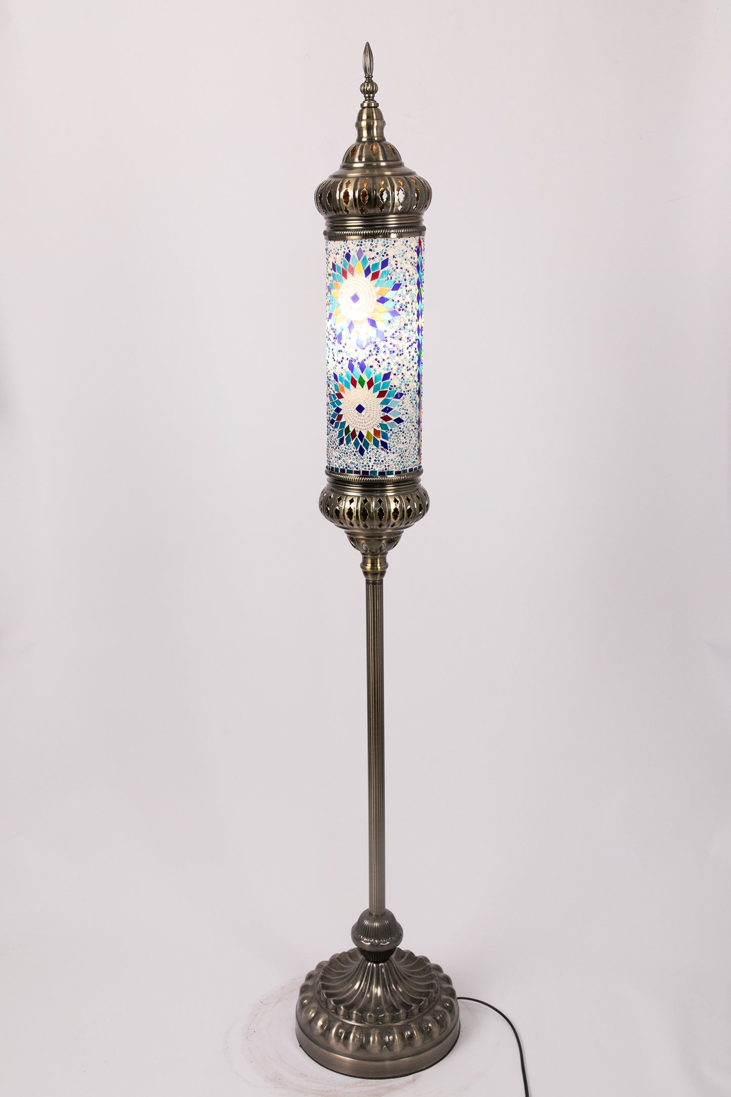 Medium Floor Standing Moroccan Lantern (Blue Stars)