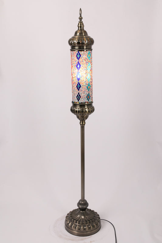 Medium Floor Standing Moroccan Lantern (Multicoloured Diamonds)