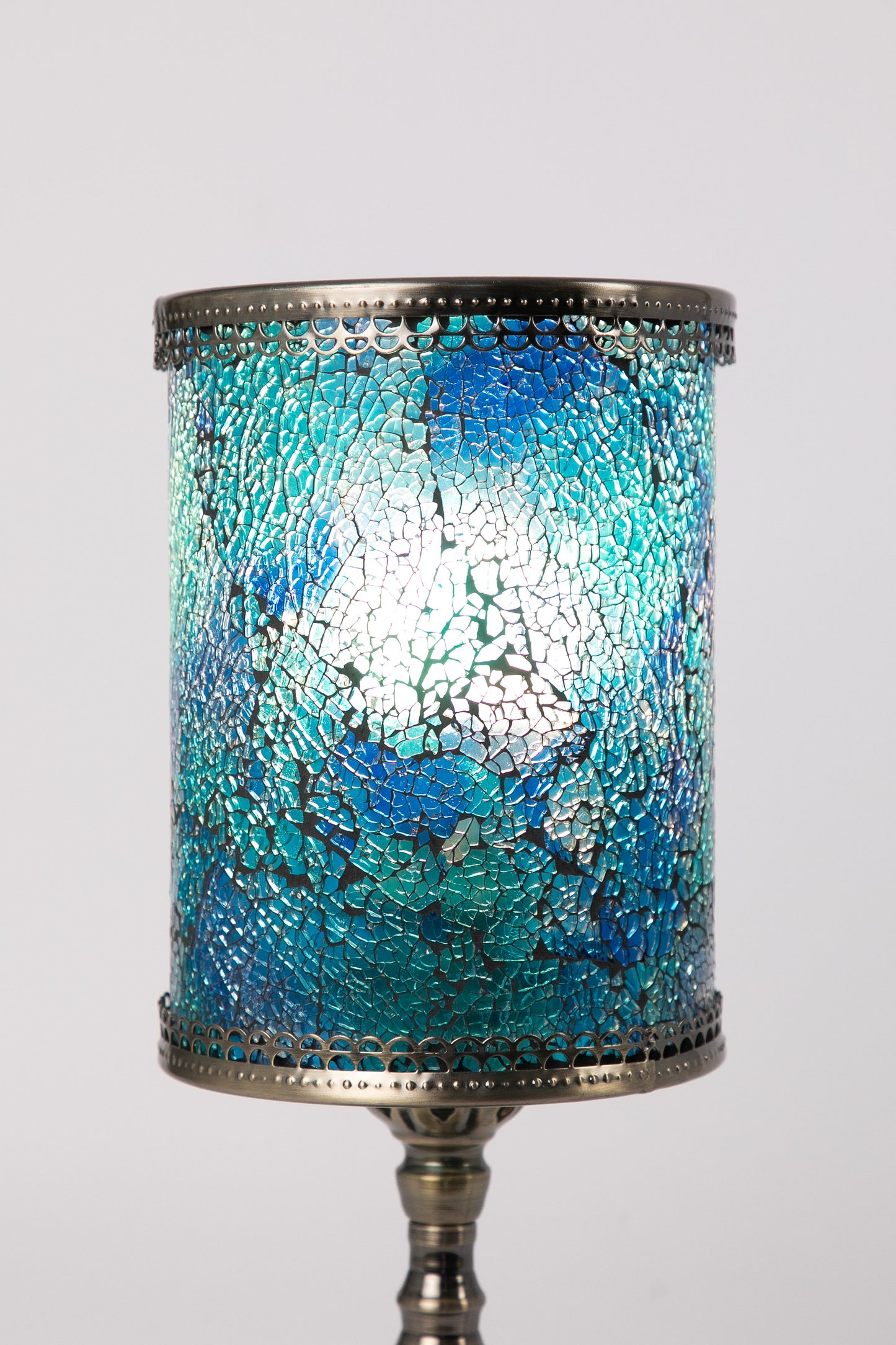 Crushed Glass Mosaic Table Lamp (Blue)