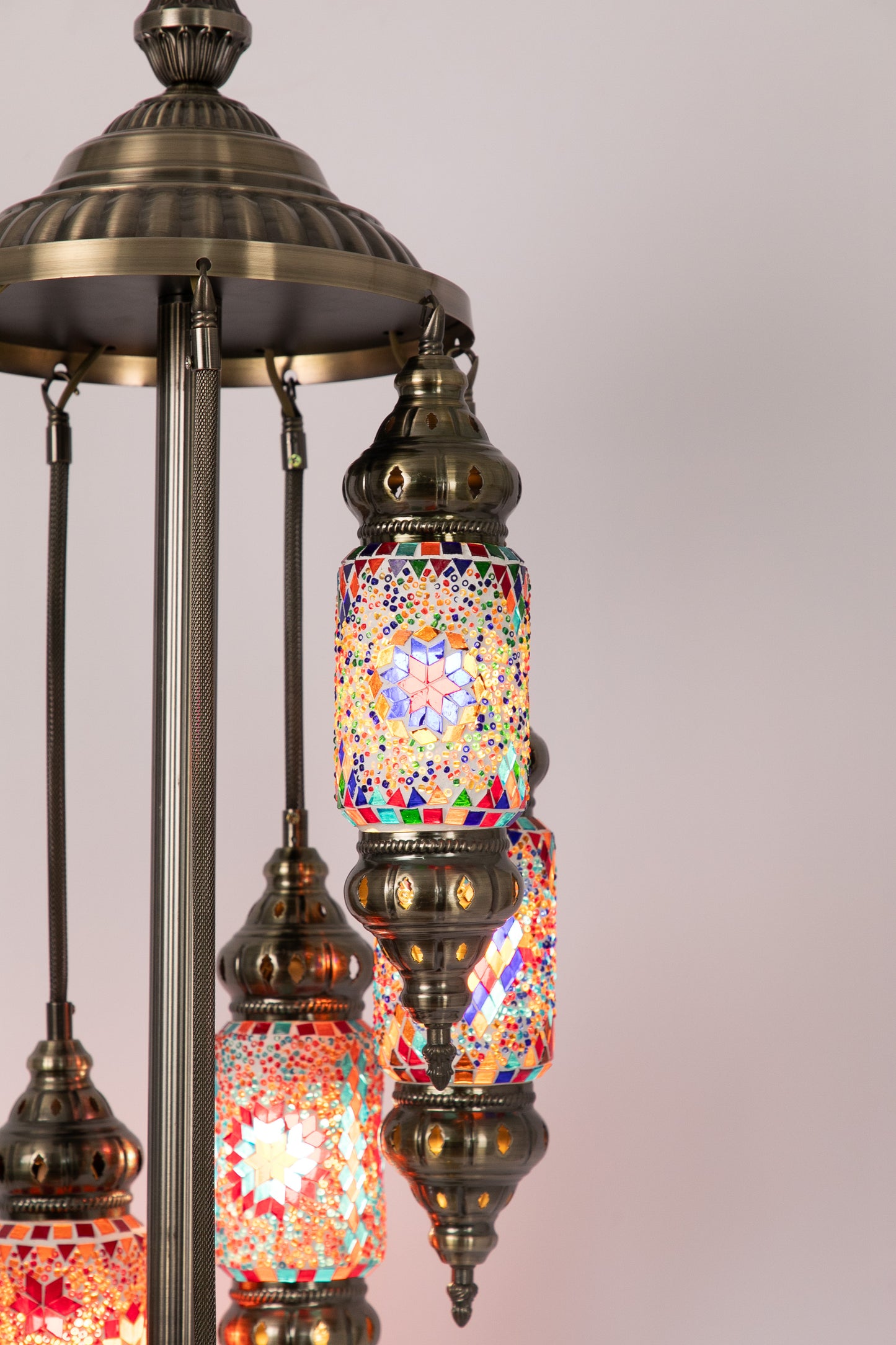 7 Lantern Moroccan Floor Standing Lamp (Multicoloured Mixed 2)