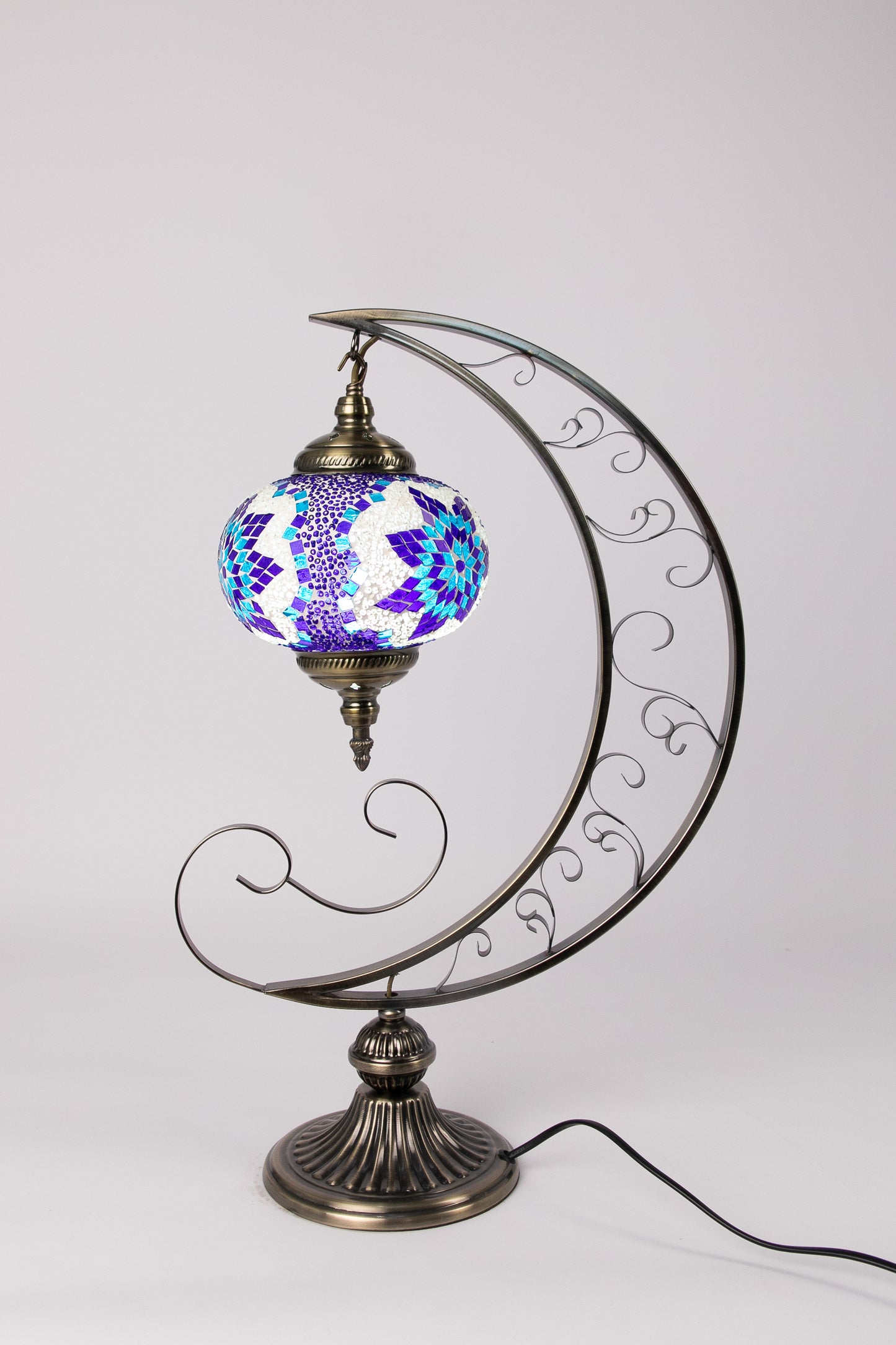 Moroccan Moon Table Lamp (Blue)