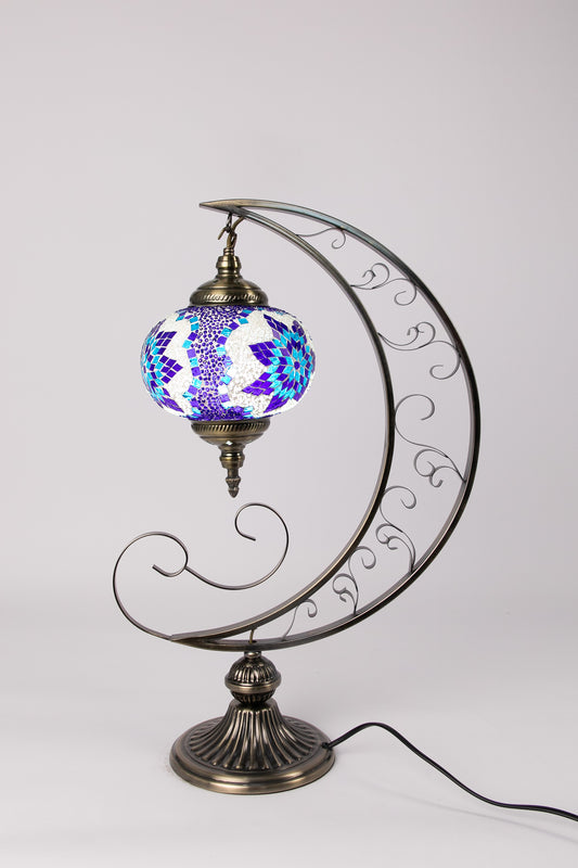 Moroccan Moon Table Lamp (Blue)
