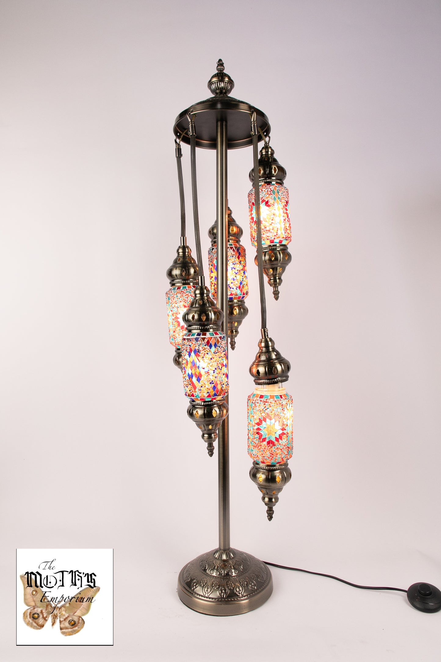 5 Lantern Moroccan Table Lamp (Multicoloured Mixed 2)