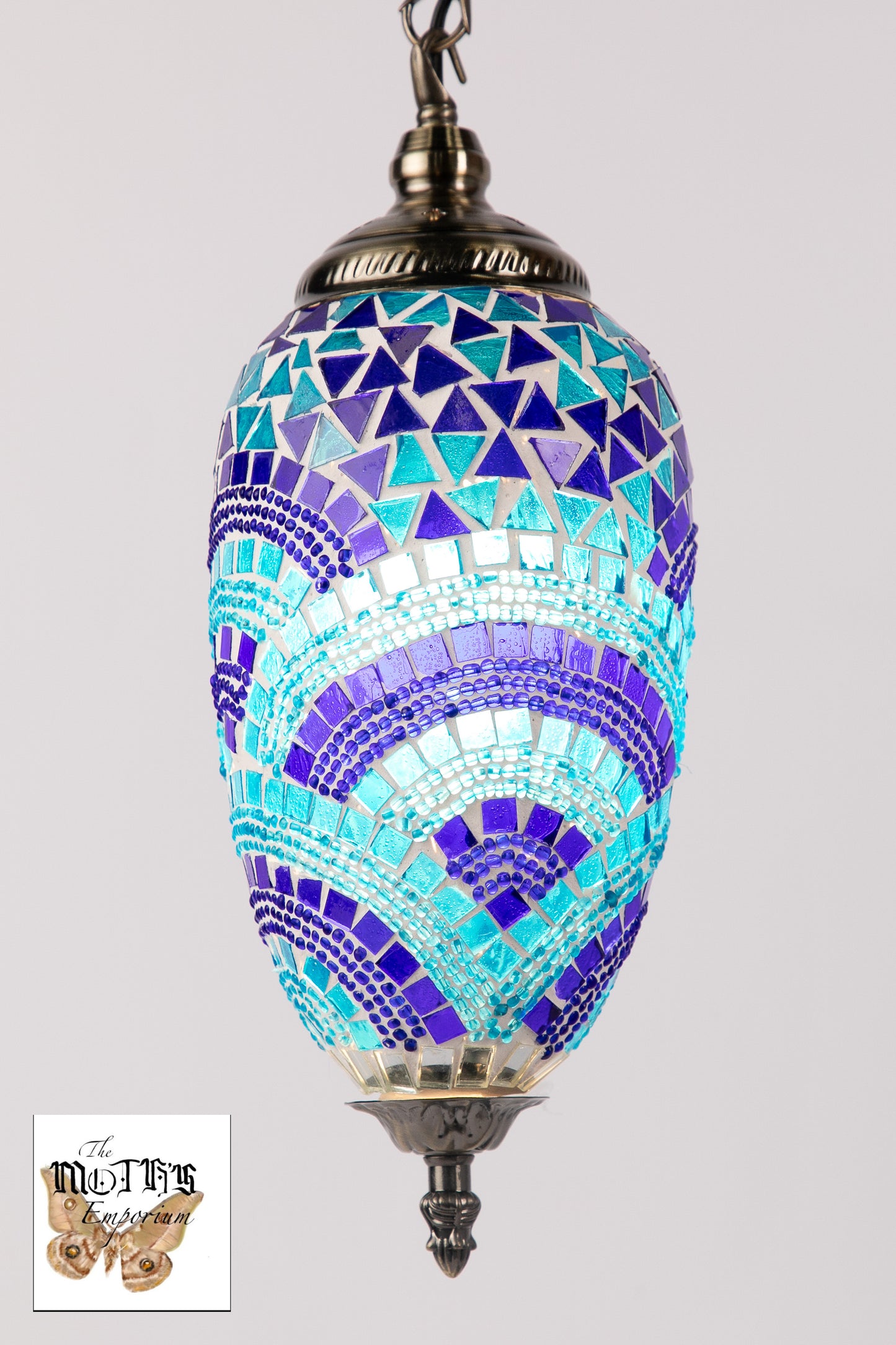 Egg Swan Neck Mosaic Table Lamp (Light/Dark Blue)