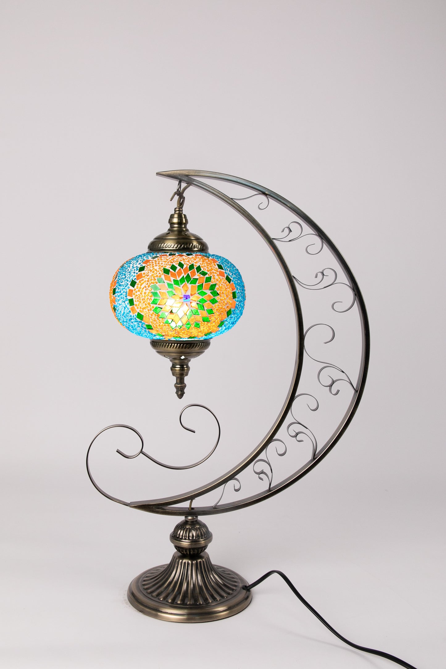 Moroccan Moon Table Lamp (Green/Orange Star)