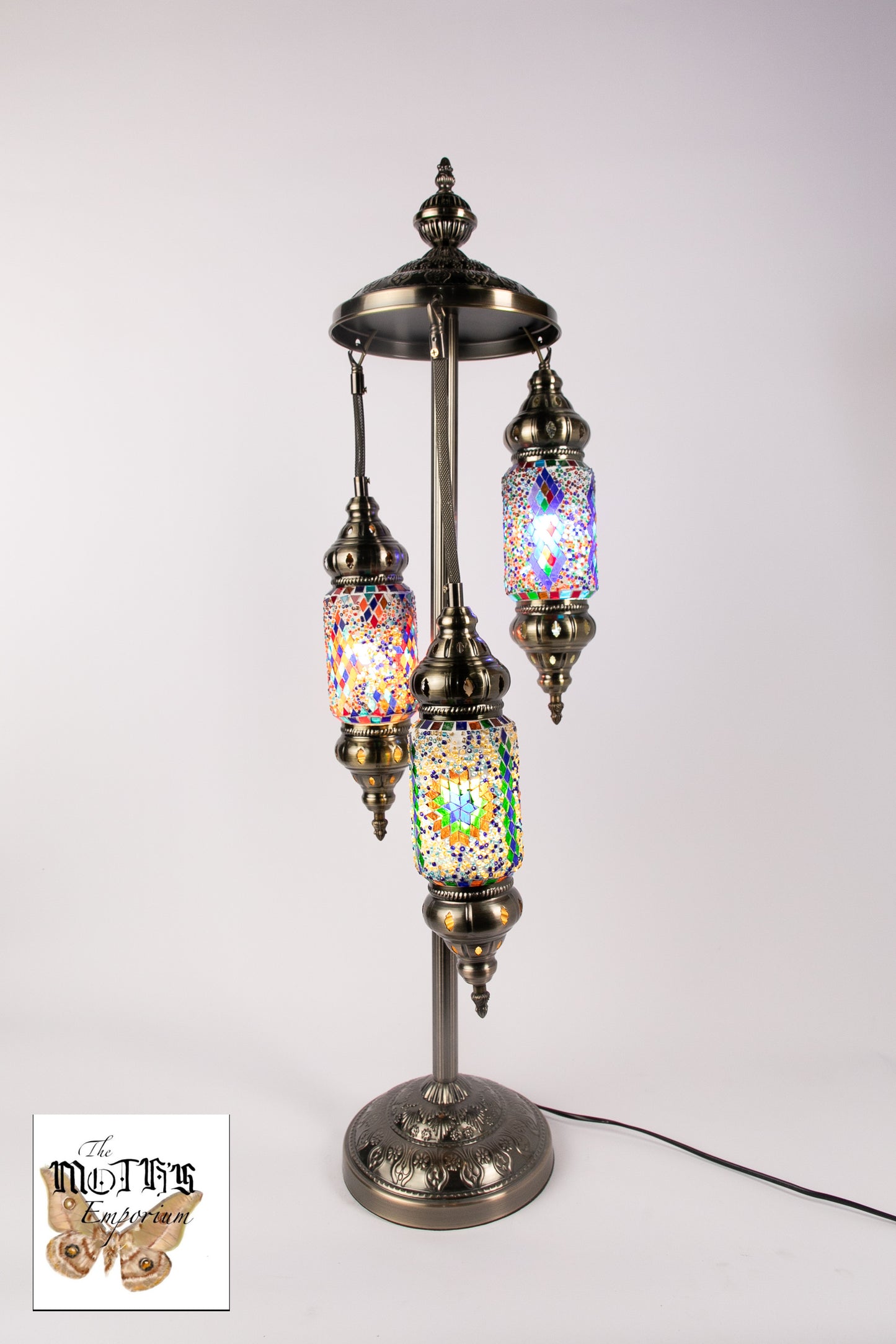 3 Lantern Moroccan Table Lamp (Multicoloured Mixed)