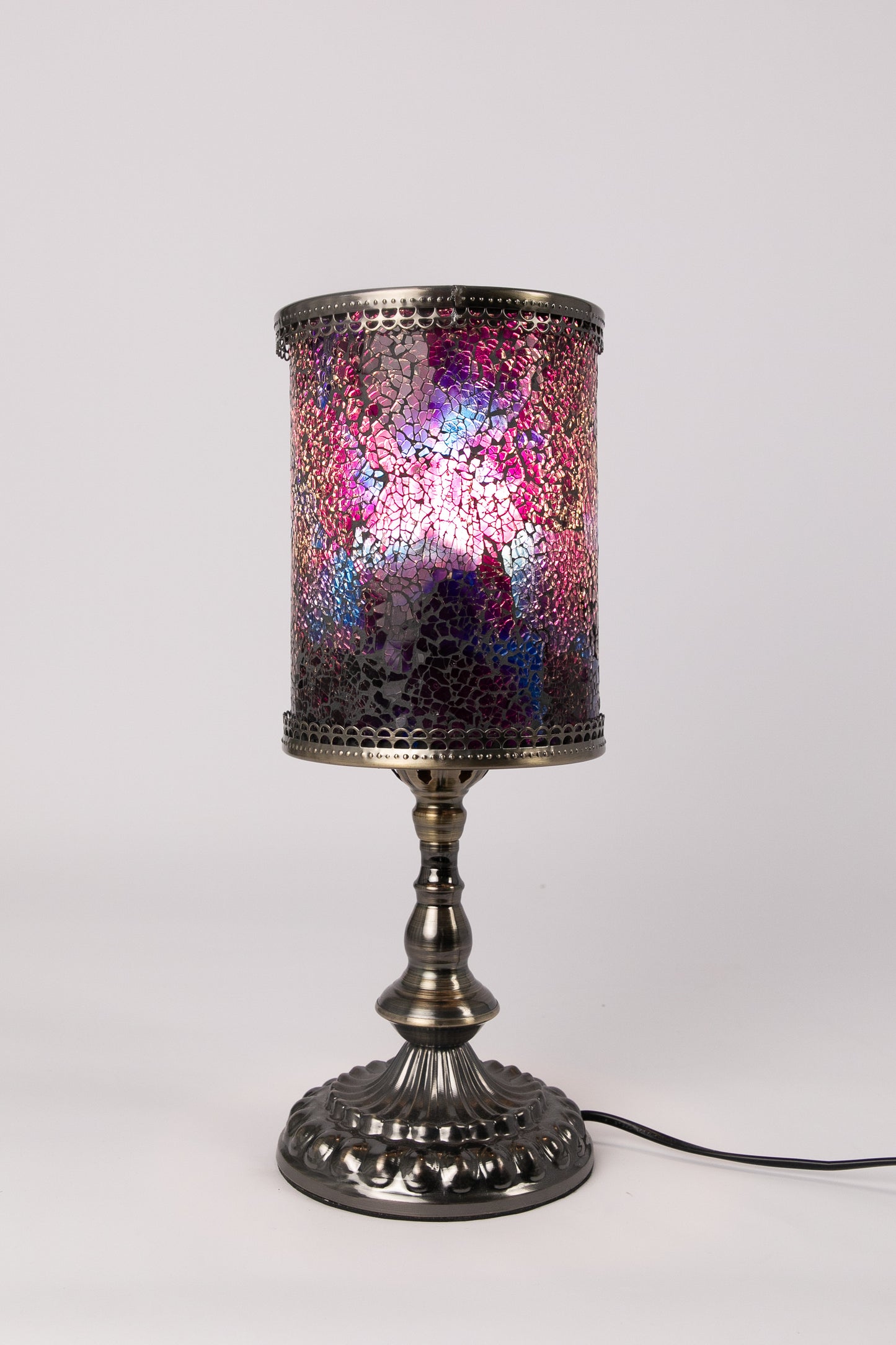 Crushed Glass Mosaic Table Lamp (Purple)