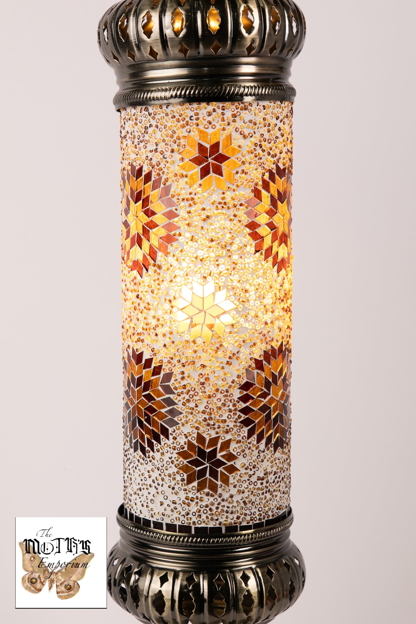 Moroccan Lantern Table Lamp Large (Brown Stars)