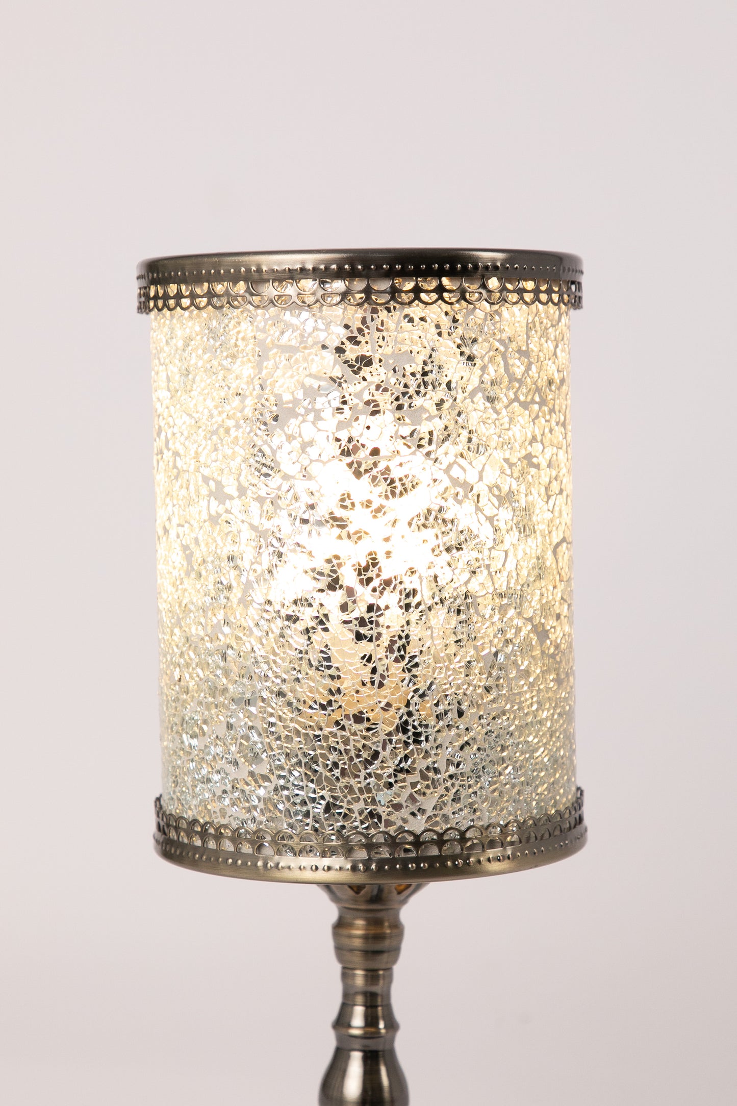 Crushed Glass Mosaic Table Lamp (White)