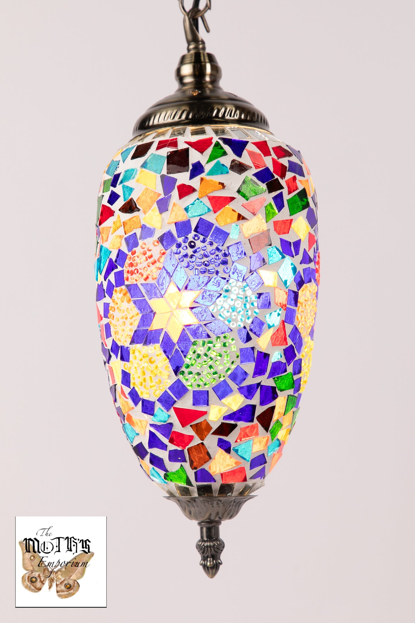 Egg Swan Neck Mosaic Table Lamp (Multicoloured Stars)