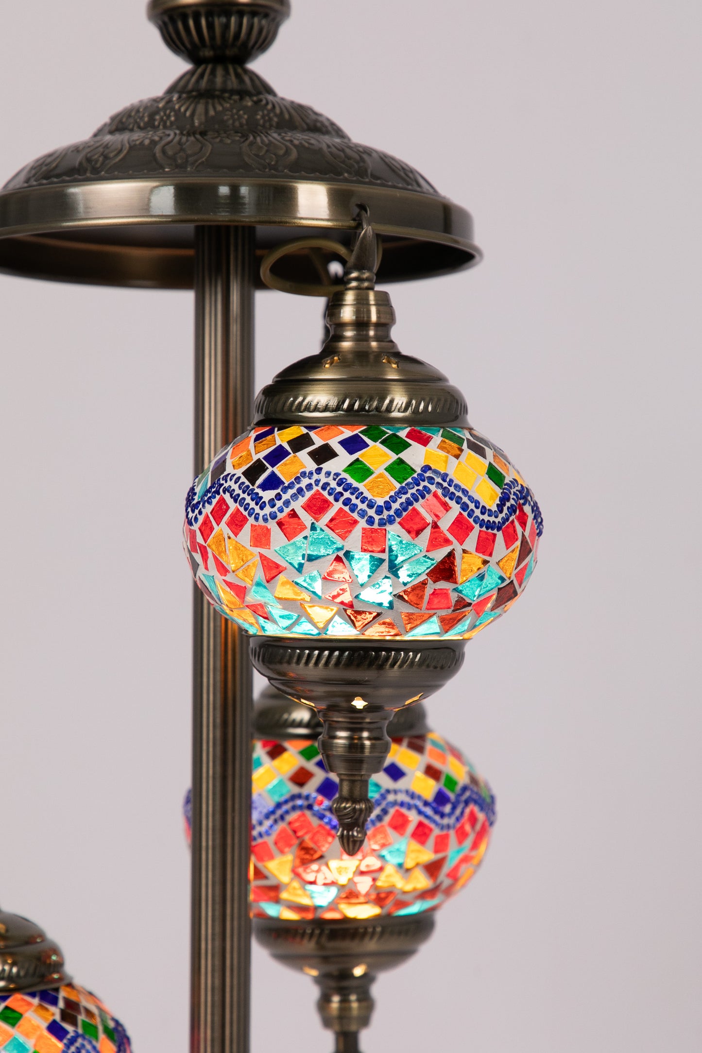 3 Globe Moroccan Table Lamp (Multicoloured Waves)