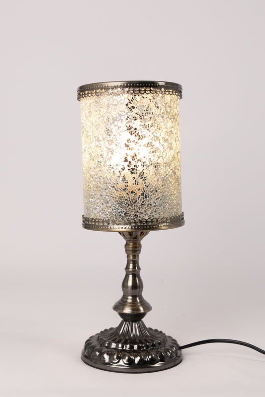 Crushed Glass Mosaic Table Lamp (White)