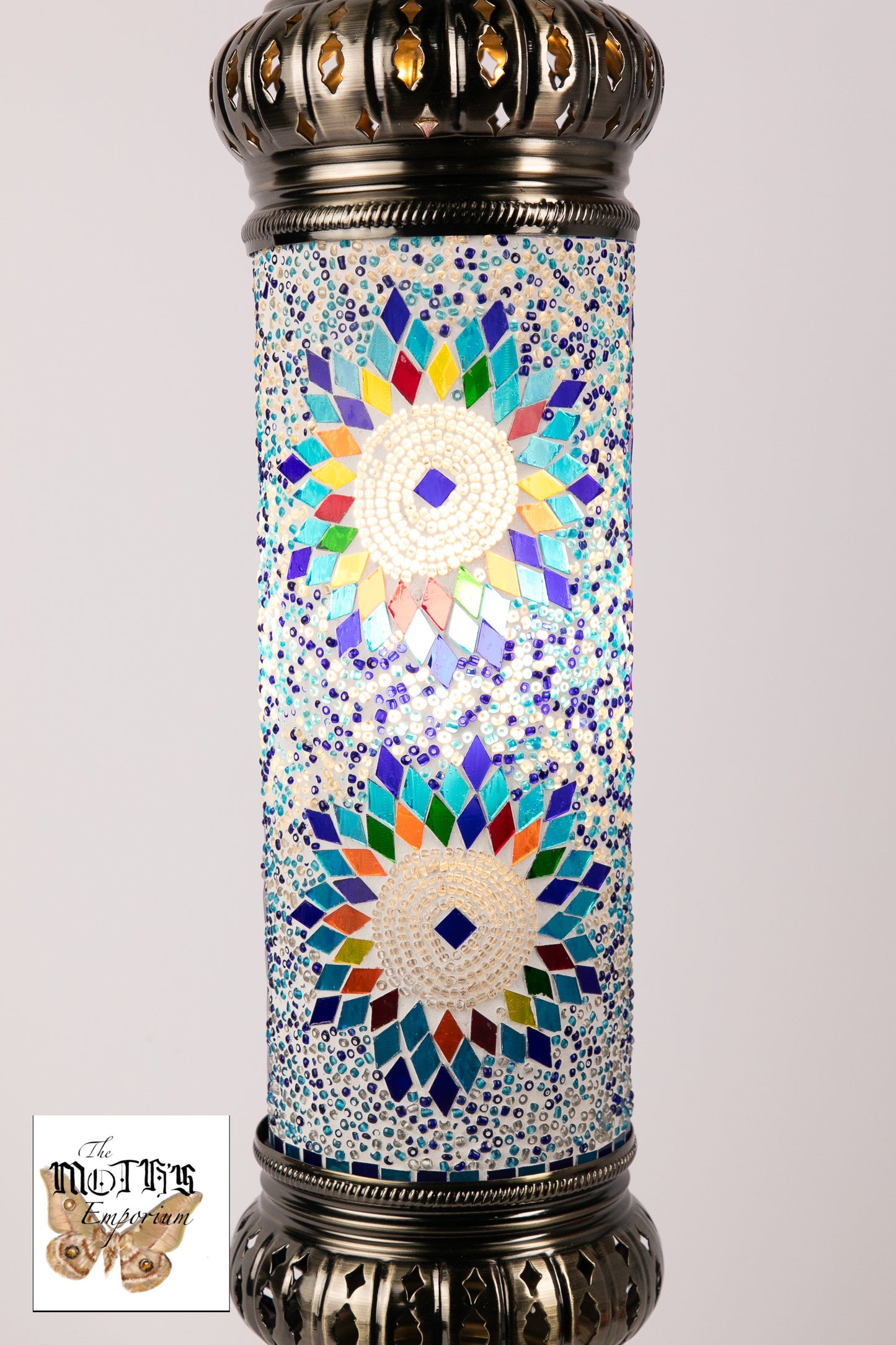 Moroccan Lantern Table lamp Large (Light/Dark Blue Stars)