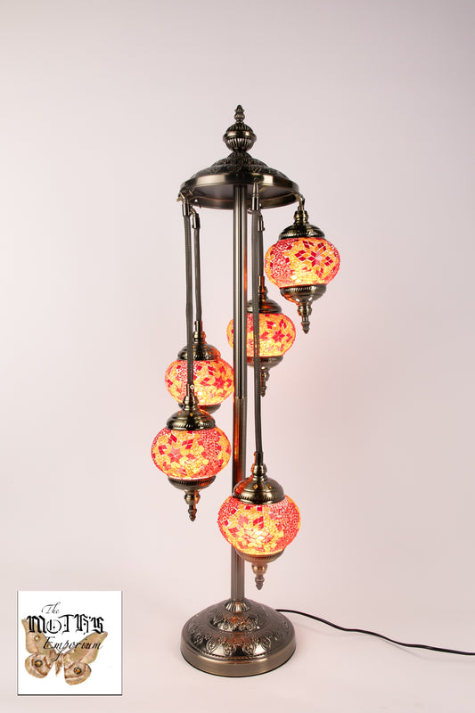 5 Globe Moroccan Table Lamp (Red/Orange Star)