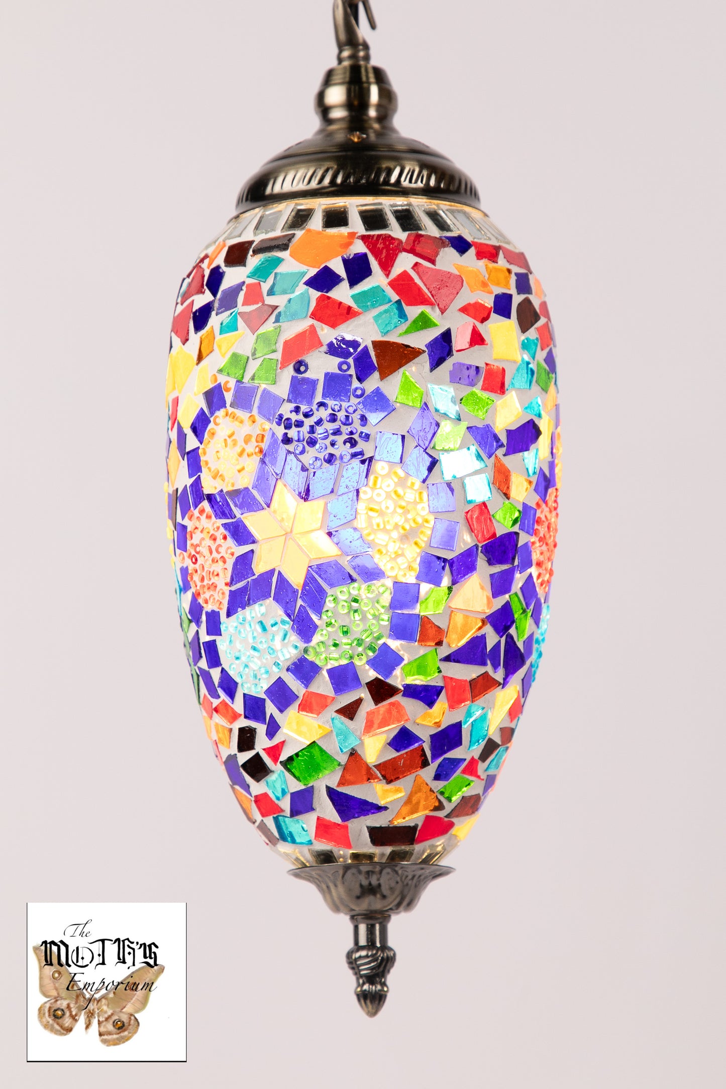 Egg Swan Neck Mosaic Table Lamp (Multicoloured Circles)