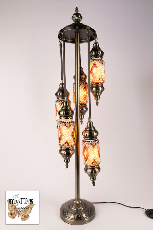 5 Lantern Moroccan Table Lamp (Brown Diamonds)